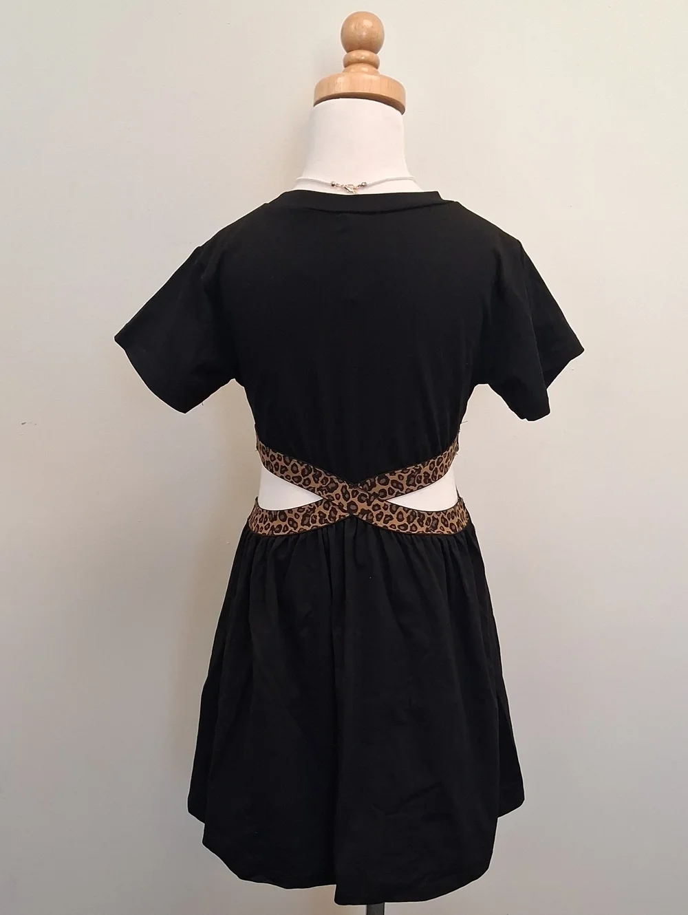 Girls Black Leopard Cutout Dress Size 6X